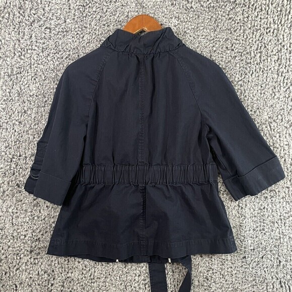 Ann Taylor Loft Jacket Belted Blazer 3/4 Sleeve Button Up Navy Women's Size 8 - Picture 8 of 9